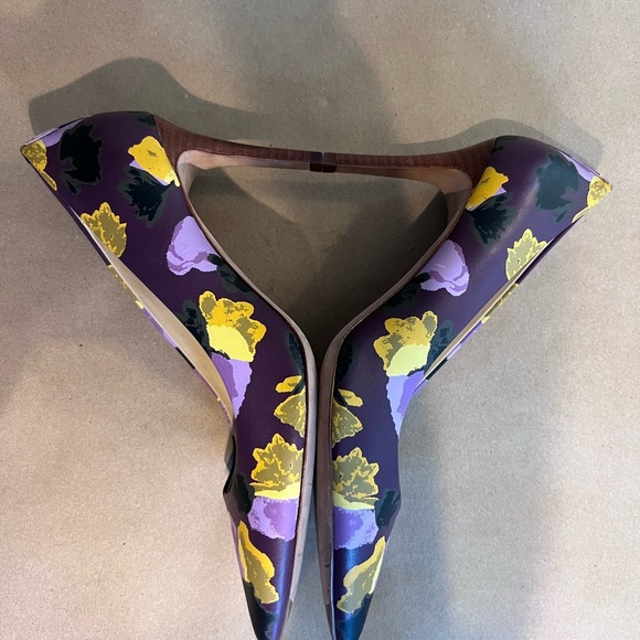 Coach Smith 100% Genuine Leather Purple Floral Pointed Toe Heels Women’s US 7 B - Picture 6 of 11